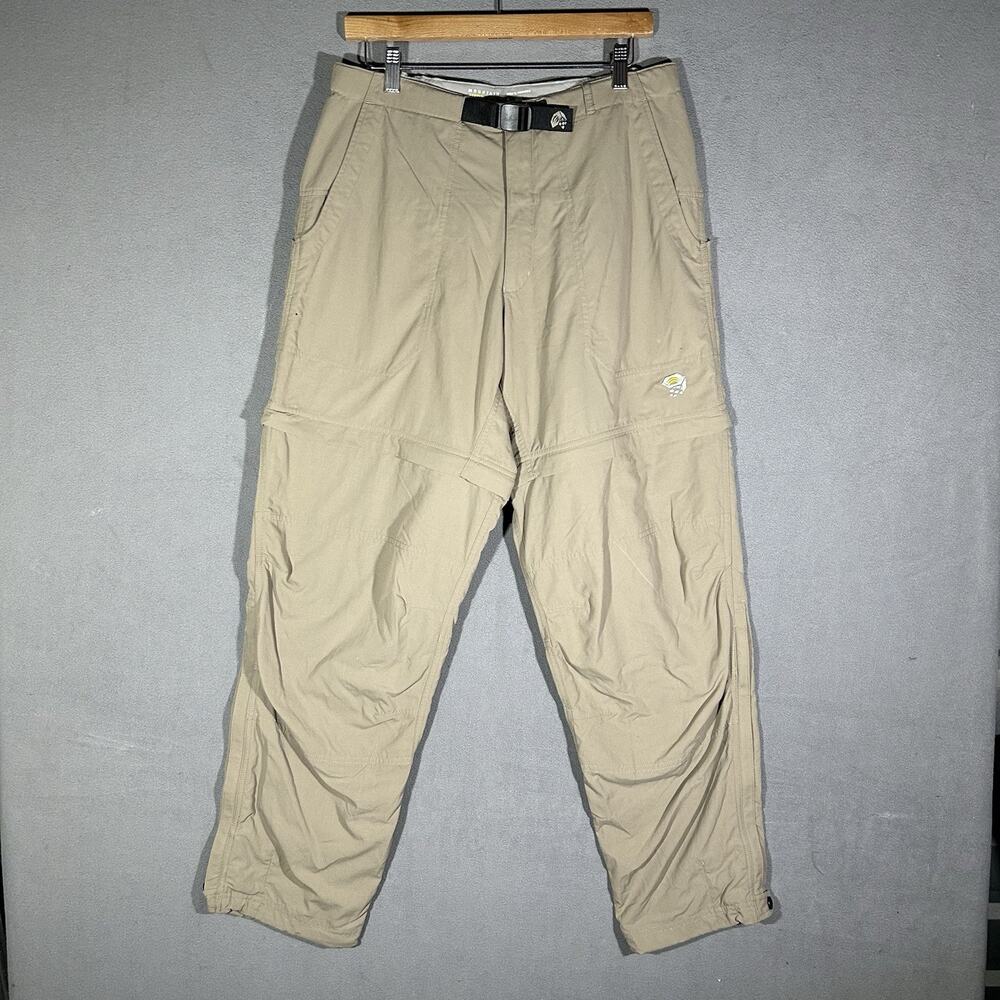Mountain Hardwear Convertible Pants Mens Medium Beige Belted Nylon Outdoor Hike